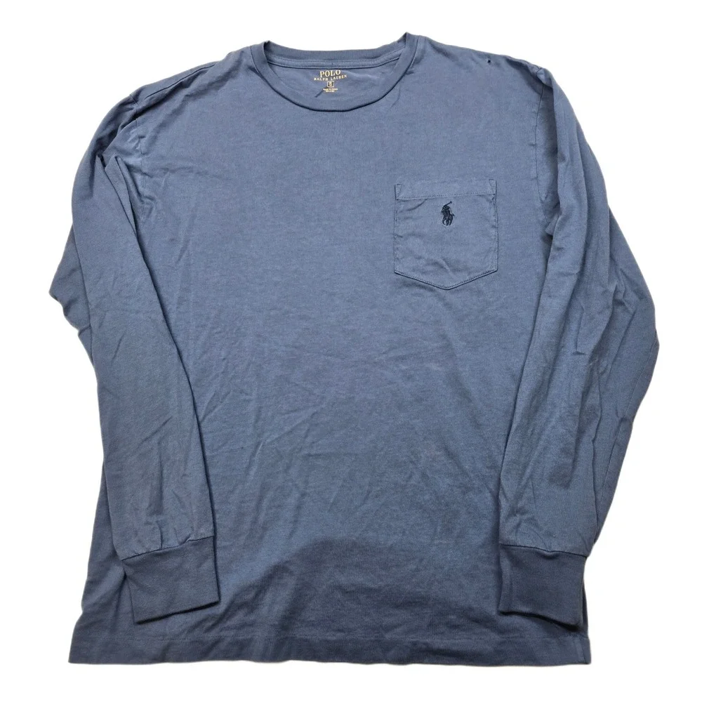 Polo Ralph‎ Lauren Pocket T Shirt Mens Small Blue Crew Neck Long Sleeve